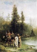 Paul Frenzeny Indians by a Riverbank oil painting artist